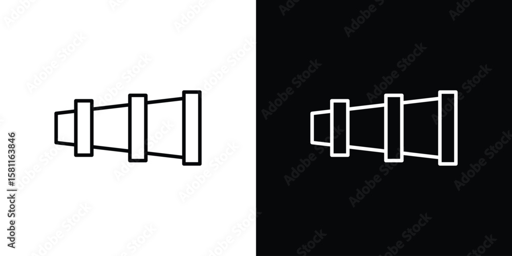 Obraz premium Boat Telescope icon thin line symbol on white background. Editable stroke vector illustration