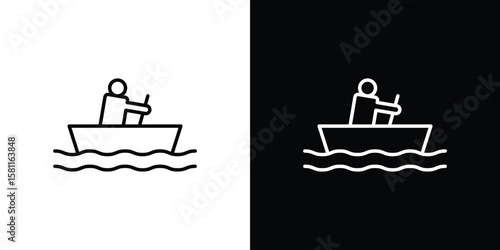 Boat race icon thin line symbol on white background. Editable stroke vector illustration