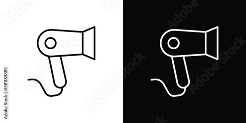 Blow dryer icon thin line symbol on white background. Editable stroke vector illustration