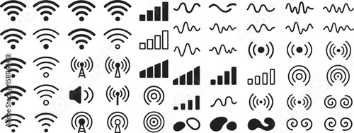 Sound Wave Icons Hand Drawn Vector Set