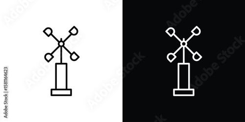 Anemometer icon thin line symbol on white background. Editable stroke vector illustration