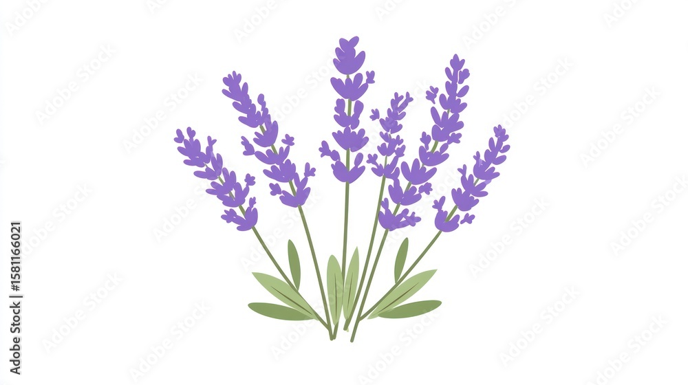Naklejka premium Lavender sprigs against a white background