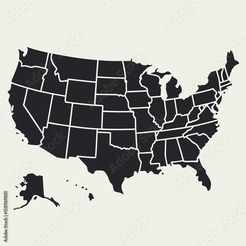 United States of America Map Detailed Outline of all Fifty States