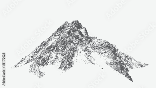 Halftone stipple effect on a mountain for a grunge punk Y2K collage design, Brutalist noisy retro photocopy background with mound. Vector illustration