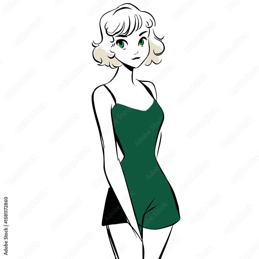 vector girl in swimsuit.Generative AI vector girl in swimsuit.Generative AI