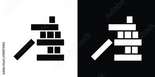 Wooden block icon, Vector graphics in filled style