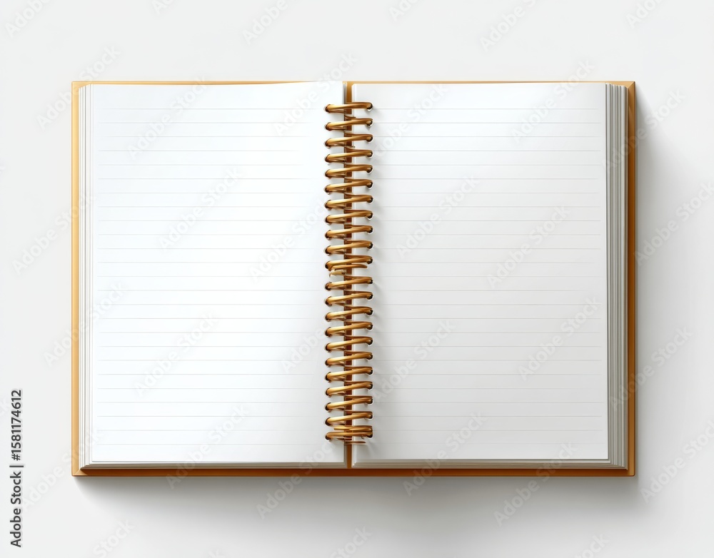 An open blank notebook, characterized by its minimalist design, spiral binding, and white pages on a white background, serves as a diary or planner, providing a clean and simple space for capturing An open blank notebook, characterized by its minimalist design, spiral binding, and white pages on a white background, serves as a diary or planner, providing a clean and simple space for capturing