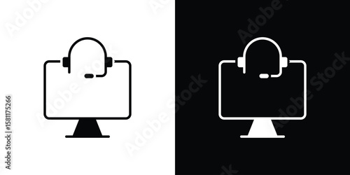 Tech support icon, Vector graphics in filled style