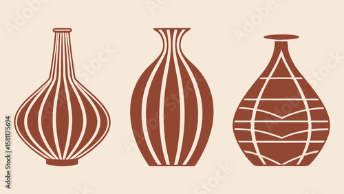 Stylish illustration of decorative vases for home decor and artistic design concepts