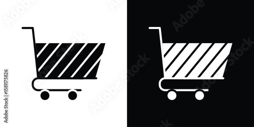 Shopping cart icon, Vector graphics in filled style