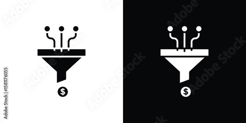 Sales funnel icon, Vector graphics in filled style