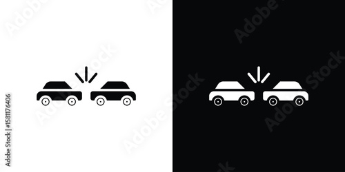 Rear end collision icon, Vector graphics in filled style