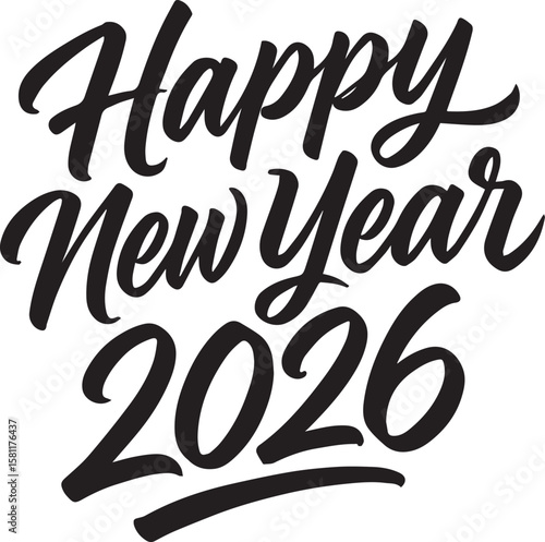 Happy New Year 2026 Elegant Handwritten Lettering Design for Festive Celebrations