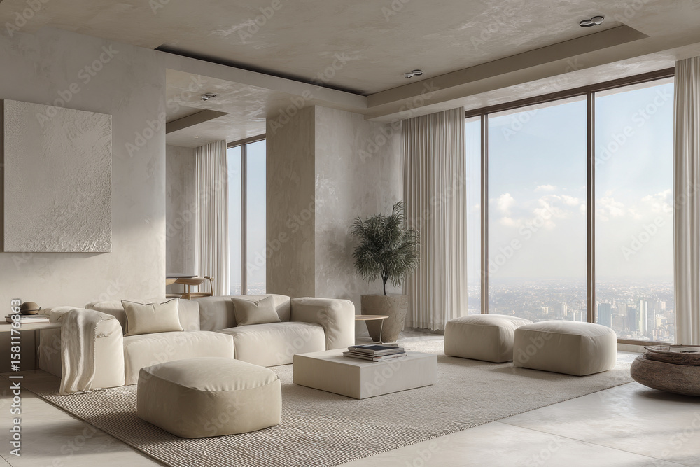 Fototapeta premium photorealistic ultraminimalist interior design showcasing modern elements and simple aesthetics creating serene