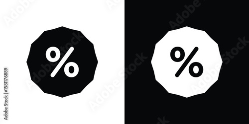 Percent icon, Vector graphics in filled style