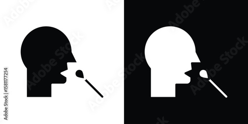 Nasal swab icon, Vector graphics in filled style