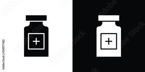 Medicine bottle icon, Vector graphics in filled style