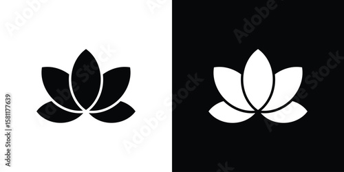 Lotus flower icon, Vector graphics in filled style