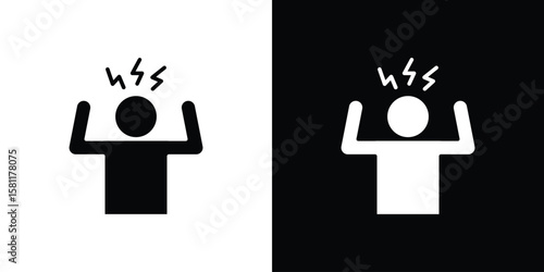 Irritated human icon, Vector graphics in filled style