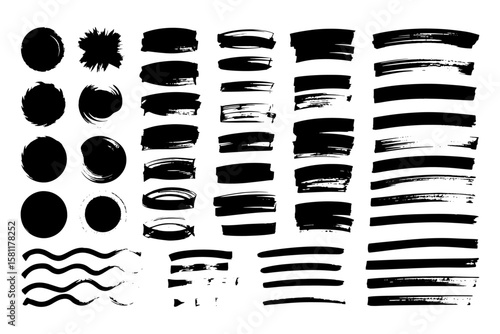 Wallpaper Mural A collection of black brush strokes and lines on a transparent background 4 Torontodigital.ca