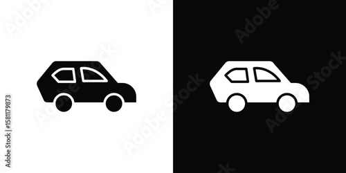 Compact car icon, Vector graphics in filled style
