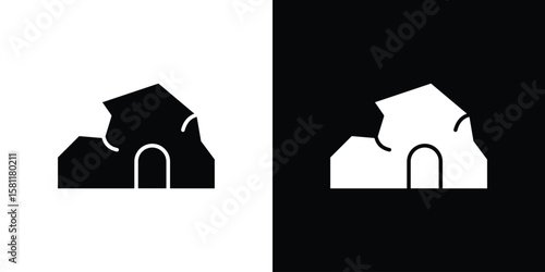 cave icon, Vector graphics in filled style