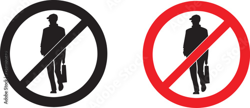 No Entry Sign with Human Silhouette – Red Circle Prohibition Icon