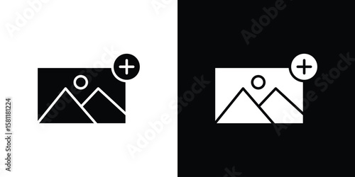 Add photos icon, Vector graphics in filled style