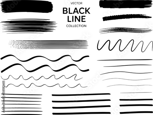 Wallpaper Mural An assortment of black ink brush strokes and wavy lines for design Torontodigital.ca