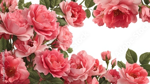 A beautiful bouquet of pink flowers with a white background. The flowers are arranged in a way that they seem to be floating in the air, creating a sense of lightness and delicacy