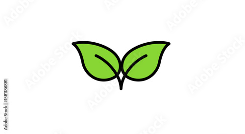 Green Leaf Icon Set: Nature and Ecology Symbols