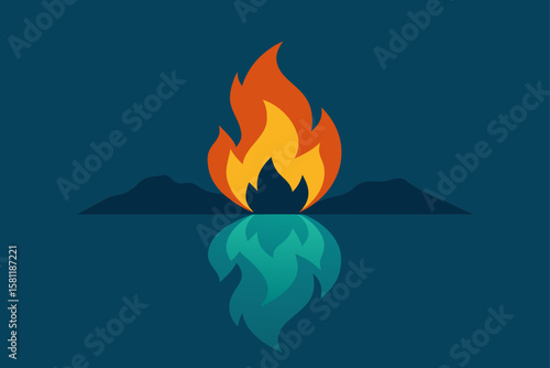 vector illustration of a fire and water