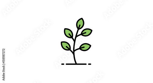 Green Leaf Icon Set: Nature and Ecology Symbols