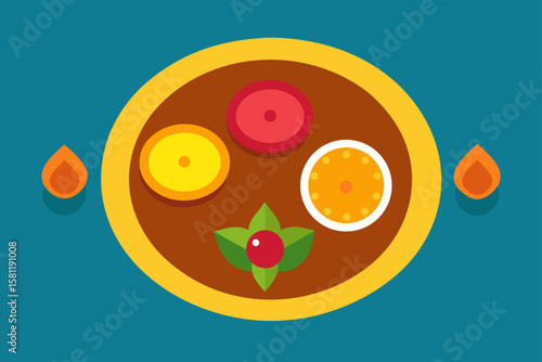 thali with sweets kumkum and golden