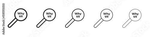 Why us icon, outline vector logo illustration, linear pictogram isolated