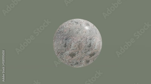 A 3D stylized rocky planet featuring deep craters and erosion marks in soft lighting