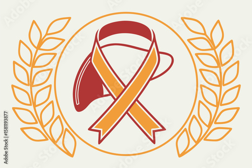 Hepatitis Awareness Illustration with Ribbon Liver and Laurel Wreath