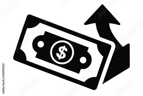 currency notes with arrow vector icon