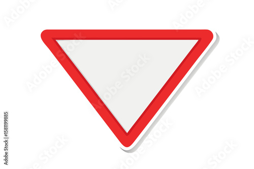 Red and white yield sign vector illustration for traffic safety and awareness