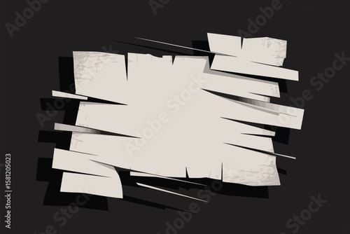Abstract vector graphic features a shattered paper design element.
