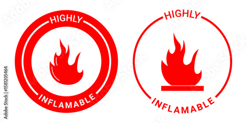 Highly Inflammable Warning Label with Flame Icon for Safety and Packaging