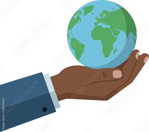 Hand holding globe world earth planet environmental protection concept vector illustration