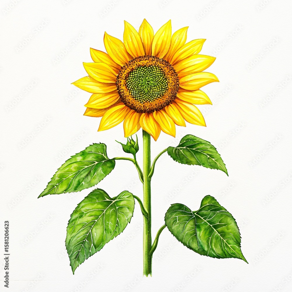 Fototapeta premium The healing power of nature sunflower symbolizing mental health awareness botanical illustration indoor environment uplifting concept