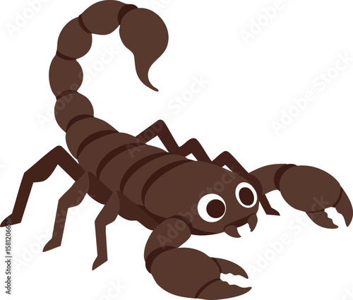 Scorpion vector illustration with cartoon style simple design and brown color on white background