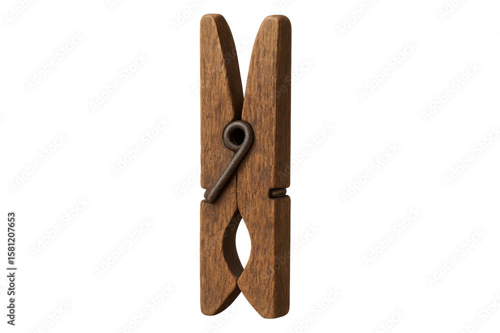 Old wooden clothespin on transparent background Old wooden clothespin on transparent background
