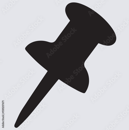 simple line art of a pushpin silhouette vector art illustration
