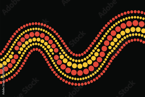 Wavy pattern design with red and yellow dots for backgrounds or textiles.