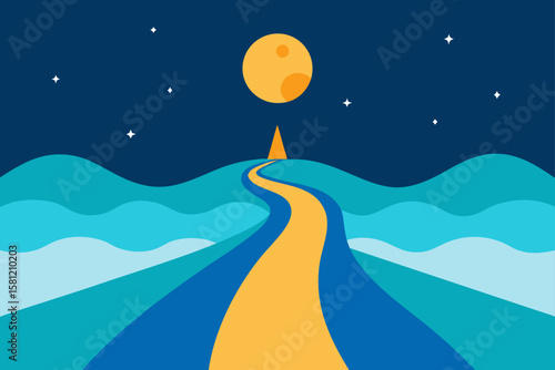 night landscape with moon