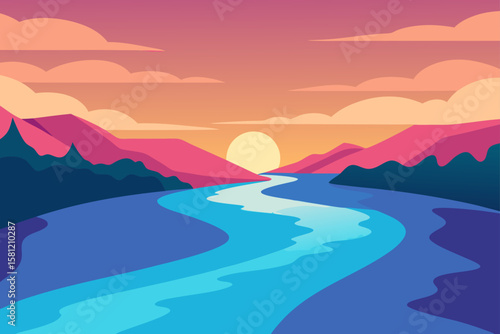 sunset in the mountains