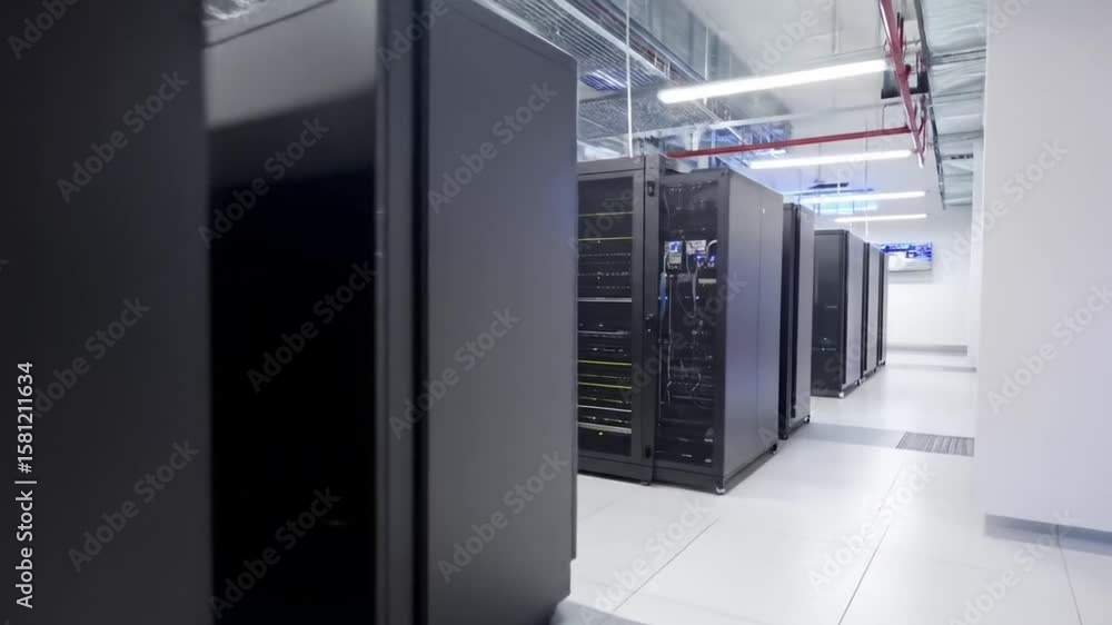 Gray server racks in data center Gray server racks in data center